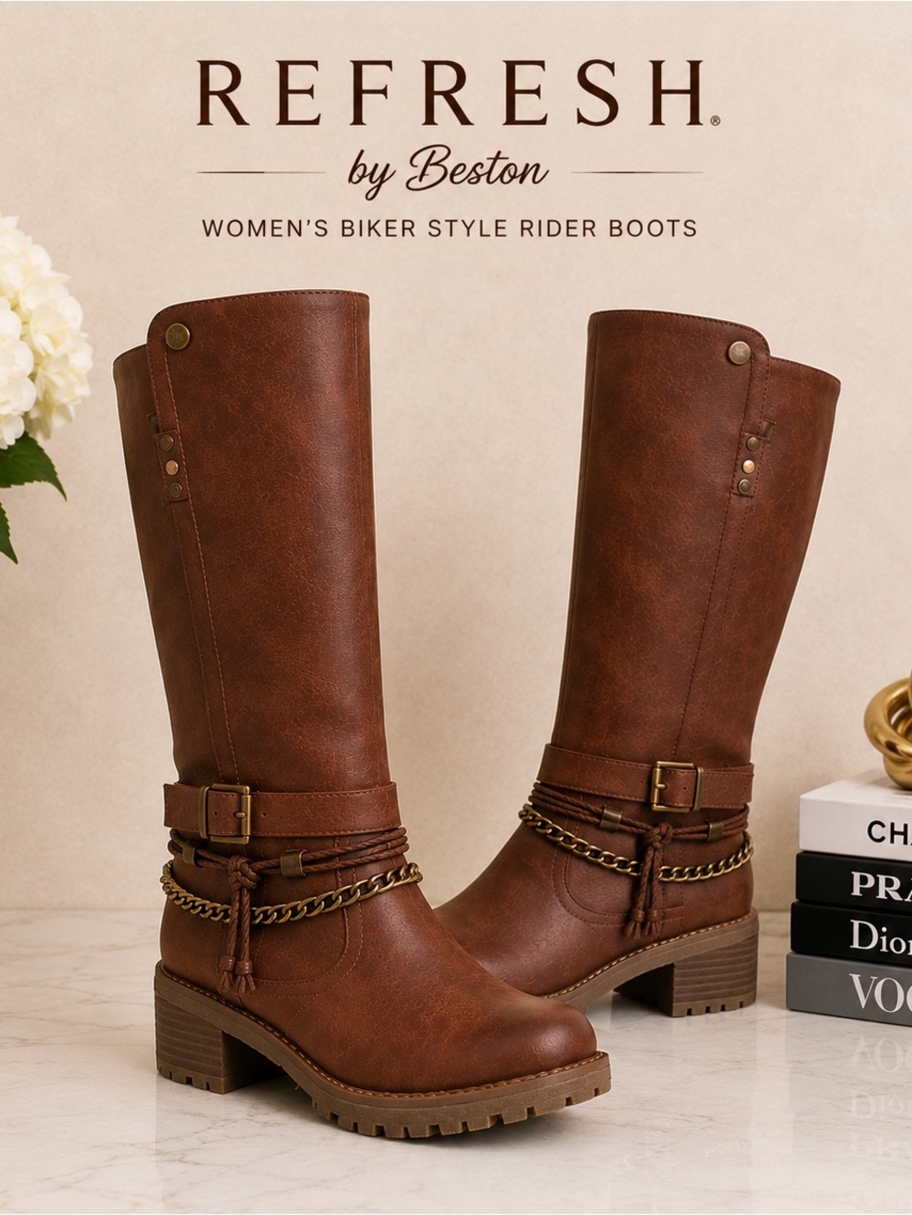 Patrizia Refresh Brown Riding Boots – Women’s Size 9 – Biker / Moto Style